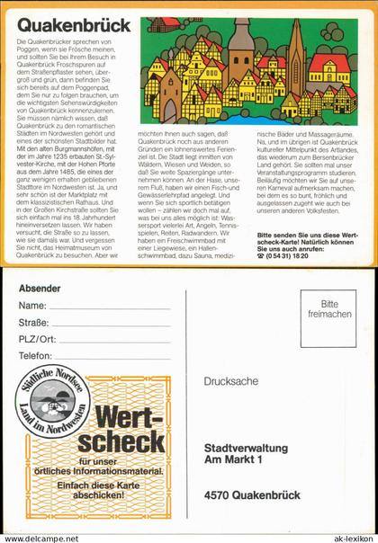 Quakenbrück Bild-Postkarte Ortsansicht Drucksache Antwortkarte "Wertscheck" 1980
