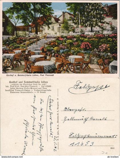 Ansichtskarte Lübau-Rabenau Gasthaus, Terrasse 1928