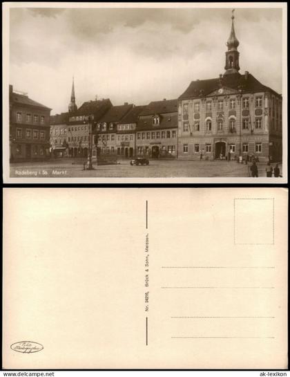 Ansichtskarte Radeberg Marktplatz, Geschäfte 1928