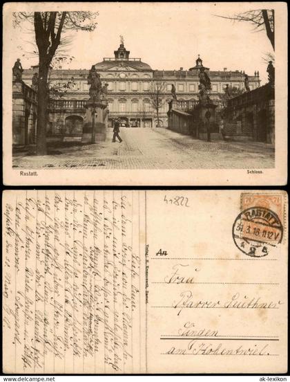 Ansichtskarte Rastatt Schloß Rastatt Eingang 1918