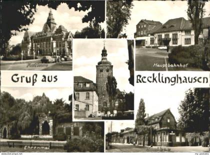 Recklinghausen Westfalen Recklinghausen Rathaus Ehrenmal Bahnhof x 1958