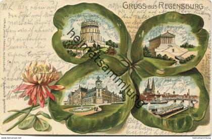 Regensburg - Kleeblattkarte - Verlag Jakob Fränkel Regensburg gel. 1902