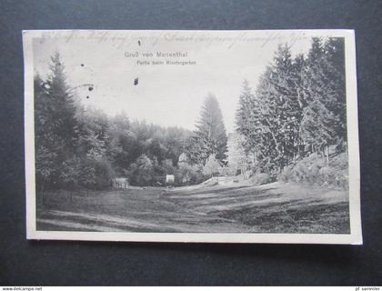 DR AK 1915 Gruß von Marienthal Partie beim Klostergarten / Westerwald / Gitterstempel Altenkirchen (Westerwald)