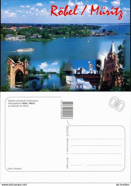 Ansichtskarte Röbel/Müritz Luftbild, Tor, Bäcker, Kirche 2000