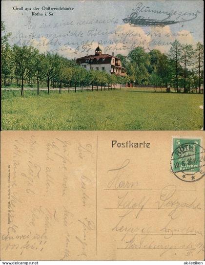 Ansichtskarte Rötha Obstweinschänke 1924