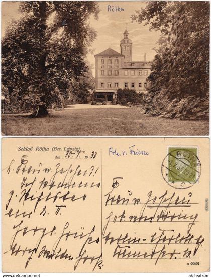 Ansichtskarte Rötha Partie am Schloß 1933