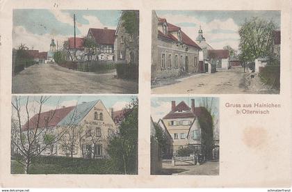 Litho AK Gruss Hainichen Glaserei Tischlerei Gasthof ? bei Otterwisch Kitzscher Espenhain Belgershain Stockheim Mölbis