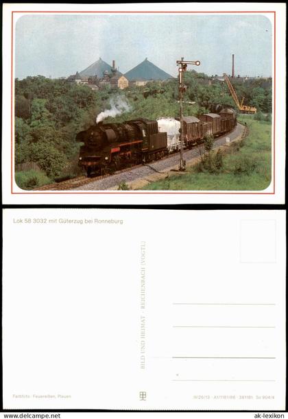 Ansichtskarte Ronneburg (Thüringen) Güterzug Eisenbahn 1986