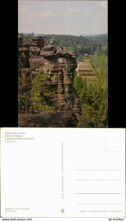 Ansichtskarte Bielatal-Rosenthal-Bielatal Antariastein Bergsteiger 1986