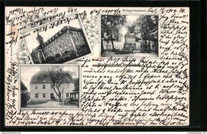 AK Rossleben, Klosterschule, Kriegerdenkmal, östliche Klosteransicht