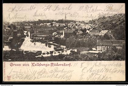 AK Kalkberge-Rüdersdorf, Ortsansicht mit Kirche und See