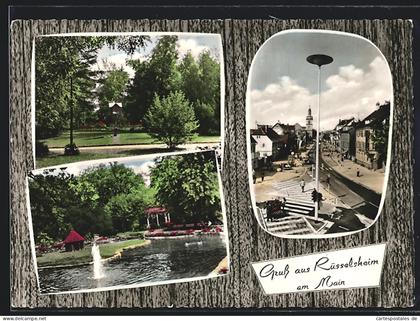 AK Rüsselsheim am Main, Stadtpark und Frankfurter Strasse