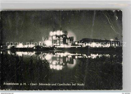 Ruesselsheim Main Opel Schmiede und Opelhafen bei Nacht