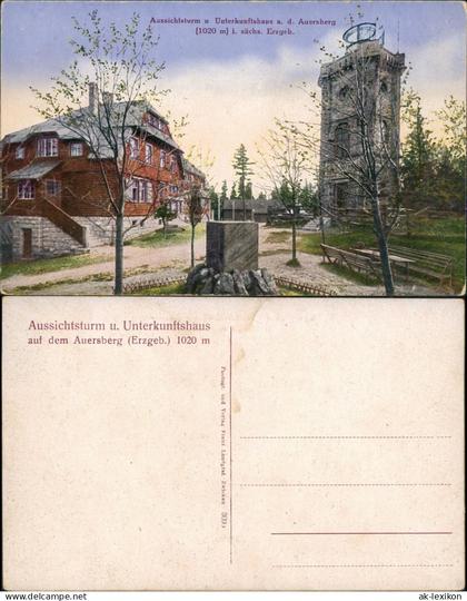 Auersberg (Erzgebirge) Aussichtsturm u Unterkunftshaus a. d. Auersberg 1914