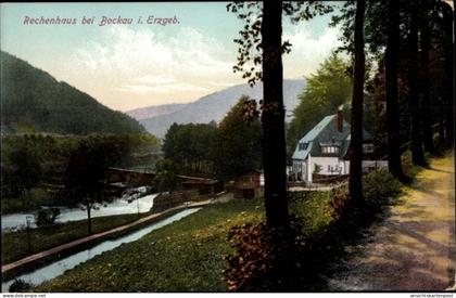 CPA Albernau Zschorlau im Erzgebirge, Rechenhaus, Wehr des Flößgrabens