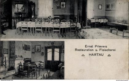 CPA Hartau Zittau in Sachsen,, Restauration und Fleischerei Ernst Prievers