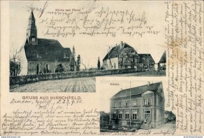 CPA Hirschfeld Reinsberg Sachsen, Kirche, Pfarre, Schule