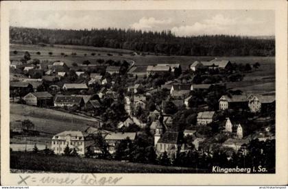 CPA Klingenberg im Erzgebirge Sachsen, Landschaftsaufnahme, Häuser, Bäume, Felder