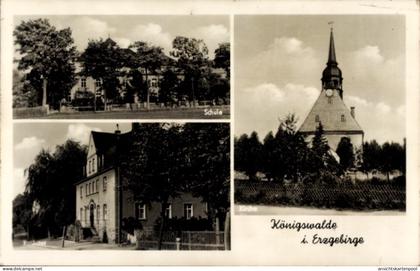 CPA Königswalde im Erzgebirge, Kirche, Rathaus, Schule