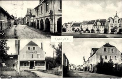 CPA Ostritz in der Oberlausitz, Straßenpartie, Jugendherberge, Platz