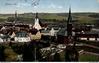 CPA Ostritz in der Oberlausitz, Teilansicht, Kirche