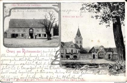 CPA Rathmannsdorf in Sachsen, Schloss, Kirche, Gasthaus