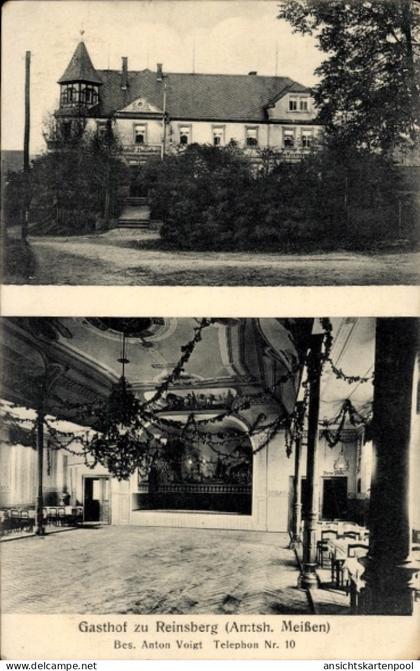 CPA Reinsberg in Sachsen, Gasthof zu Bes. Anton Voigt, Telephon Nr. 10