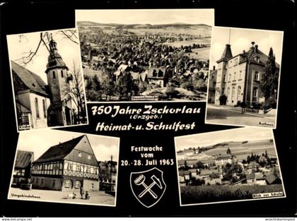 CPA Zschorlau Erzgebirge, Heimat und Schulfest 1963, Gesamtansicht, Rathaus