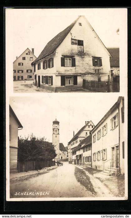 AK Schelklingen, Ortspartie, Strassenpartie mit Kirche