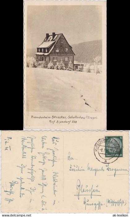 Ansichtskarte Schellerhau-Altenberg (Erzgebirge) Fremdenheim Strecker 1941