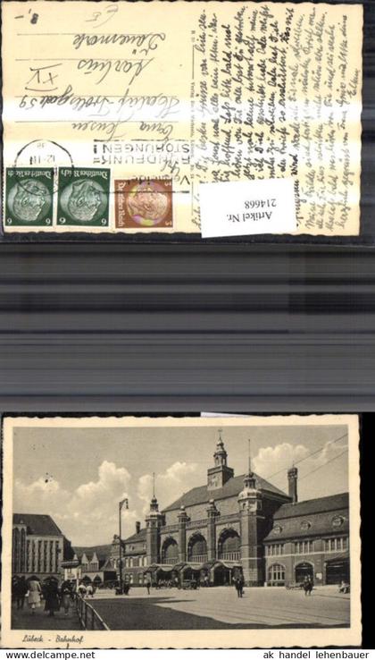 214668,Lübeck Bahnhof Platzansicht m. Personen