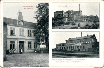 CPA Tornesch in Holstein, Fernsprecher No. 47, Am Uetersen, Brennerei, Gruß aus Tornesch in Holste