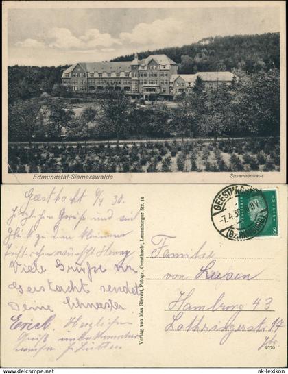 Edmundsthal-Siemerswalde-Geesthacht Krankenhaus  Sussannenhaus 1930