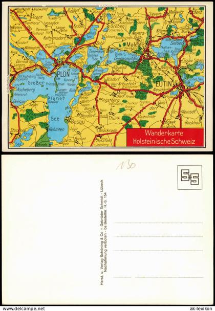 Schleswig Holstein Landkarten Ansichtskarte Holsteinische Schweiz Plön  1968