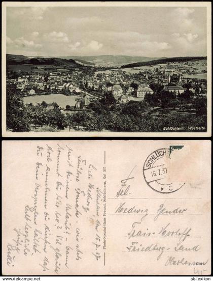Schlüchtern (Bergwinkelstadt) Panorama-Ansicht Totalansicht Westseite 1937