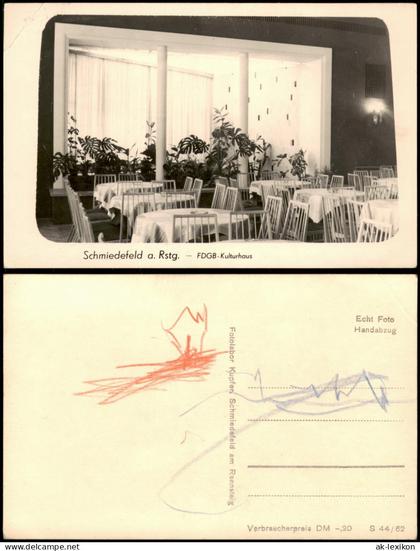 Ansichtskarte Schmiedefeld (Rennsteig) Kulturhaus - Saal, Fotokarte 1962
