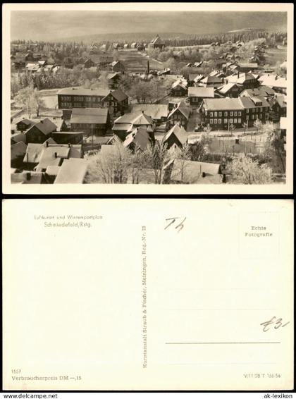 Ansichtskarte Schmiedefeld (Rennsteig) Stadt im Winter 1956