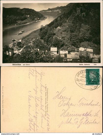 Ansichtskarte Schmilka Stadt M. Seidel Schmilka Bahnpoststempel 1930