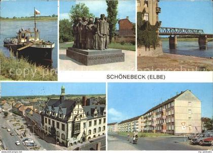 Schoenebeck Elbe Dampferanlegestelle Denkmal Bruecke Platz Wohnbauneugebiet