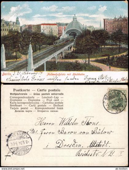 Ansichtskarte Schöneberg-Berlin Nollendorfplatz mit Hochbahn 1904