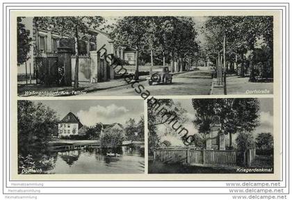 Wassmannsdorf - Kreis Teltow - Dorfstrasse - Dorfteich - Kriegerdenkmal ca. 1930