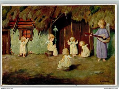 39168746 - Nr. 4744 Weihnachten Engel Laute Neugier AK