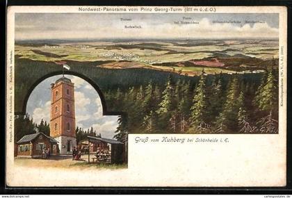 AK Kuhberg bei Schönheide, Nordwest-Panorama vom Prinz Georg Turm