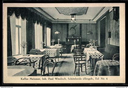 AK Schönheide i. Erzgeb., Cafe Meissner, Innenansicht