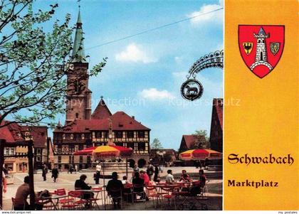 Schwabach Bayern Marktplatz 600 Jahre Jubilaeum Strassencafé Kirche