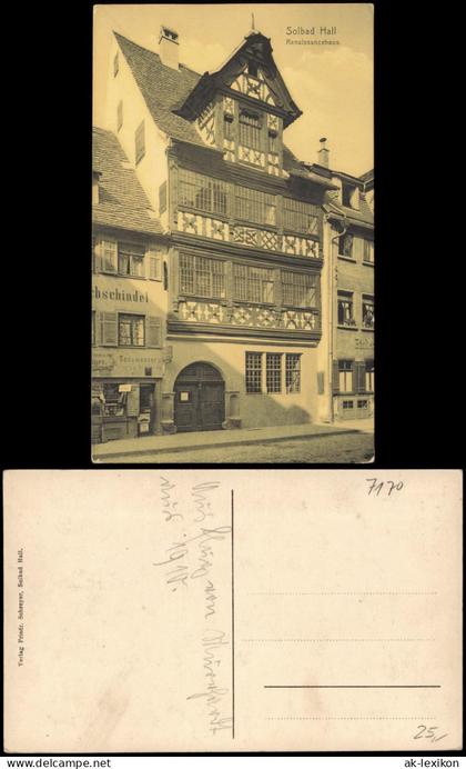 Ansichtskarte Schwäbisch Hall Renaissancehaus. 1922
