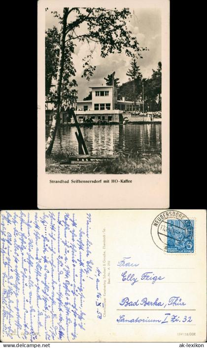 Ansichtskarte Seifhennersdorf Strandbad Seifhennersdorf mit HO-Kaffee 1953