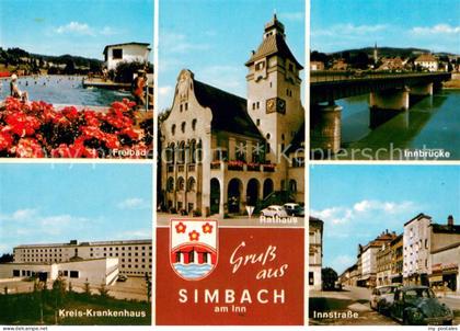 Simbach Inn Freibad Rathaus Innbruecke Kreis Krankenhaus Innstrasse