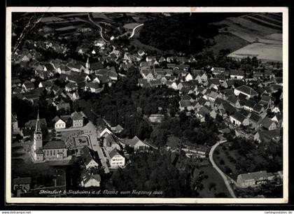 AK Steinsfurt b. Sinsheim, Teilansicht mit Kirche, Fliegeraufnahme