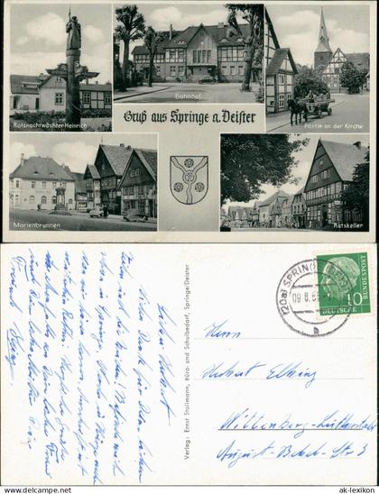 Ansichtskarte Springe 5 Bild: Bahnhof, Marienbrunnen, Ratskeller 1968